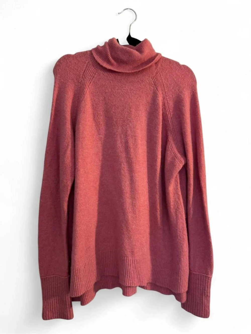 J.Crew Supersoft Turtleneck Sweater Pink Side Slits Large